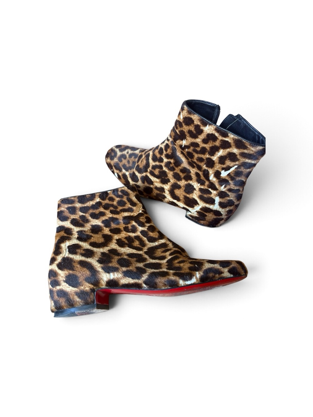 Authentic Christian Louboutin Leopard Pony Hair Ankle Boots 36